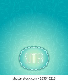 Summer floral print with stylized seashell and calligraphic inscription. Vector eps 10 