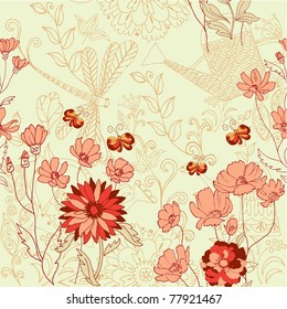 summer floral seamless pattern