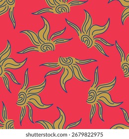 Sommer florale nahtlose Muster. Blühende Wiesenpflanzen. Künstlerische abstrakte Blumen und Blätter wiederholten Druck. Vektorgrafik mit botanischer Darstellung.