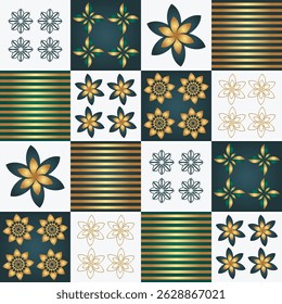 Summer Floral tile ornament seamless pattern vector cute traditional geometric print for wallpaper, textile design , repeat background .