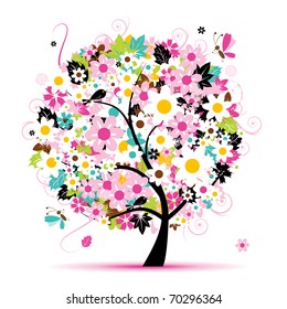 Summer floral tree for your design