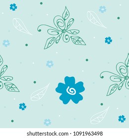 summer floral  vector background over blue. sweet floral background for fabric, textile, wrapping