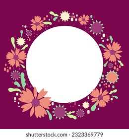 Marco vectorial floral de verano con flores, hojas, brotes. Es bueno para empaque y etiquetas, tarjeta de saludo, banner, invitación.