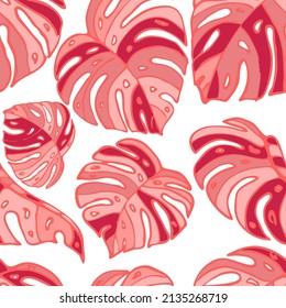 Summer Floral Vector Seamless Pattern with Tropic Palm Leaves. Exotic Modern Pint. Trendy Tropical Nature Background. Nature Inspired Design Good for Textile, Wallpaper, Covers, Posters, Banners.