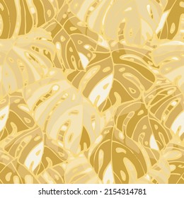 Summer Floral Vector Seamless Pattern with Tropic Palm Leaves. Exotic Modern Pint. Trendy Tropical Nature Background. Nature Inspired Design Good for Textile, Wallpaper, Covers, Posters, Banners.