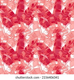 Summer Floral Vector Seamless Pattern with Tropic Palm Leaves. Hawaiian Vintage Print. Trendy Tropical Nature Background. Nature Inspired Design Good for Textile, Wallpaper, Covers, Posters, Banners.