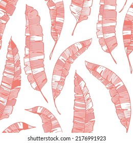 Summer Floral Vector Seamless Pattern with Tropic Palm Leaves. Hawaiian Vintage Print. Trendy Tropical Nature Background. Nature Inspired Design Good for Textile, Wallpaper, Covers, Posters, Banners.