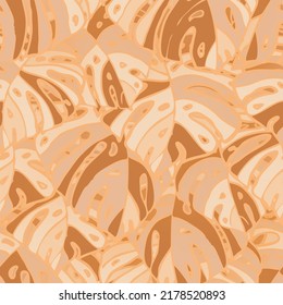 Summer Floral Vector Seamless Pattern with Tropic Palm Leaves. Exotic Modern Pint. Trendy Tropical Nature Background. Nature Inspired Design Good for Textile, Wallpaper, Covers, Posters, Banners.