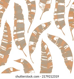 Summer Floral Vector Seamless Pattern with Tropic Palm Leaves. Exotic Modern Pint. Trendy Tropical Nature Background. Nature Inspired Design Good for Textile, Wallpaper, Covers, Posters, Banners.