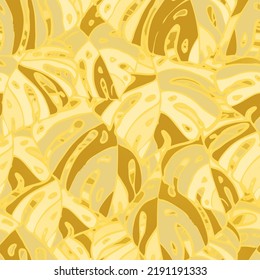 Summer Floral Vector Seamless Pattern with Tropic Palm Leaves. Hawaiian Vintage Print. Trendy Tropical Nature Background. Nature Inspired Design Good for Textile, Wallpaper, Covers, Posters, Banners.