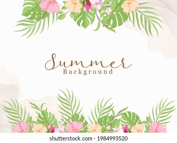 Summer Floral Wedding Banner Background Vector Template Design