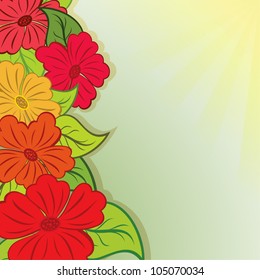 Summer flower bouquet vector background with copy space.