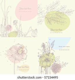 Summer flower cards. Set