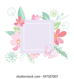 Summer flower composition with delicate light flowers. Vector illustration.