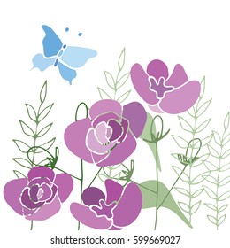 Summer flower composition with delicate light flowers. Vector illustration.