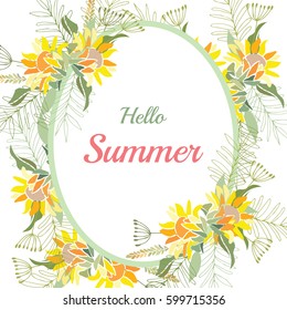 Summer flower composition with delicate light flowers. Vector illustration.