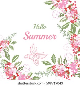 Summer flower composition with delicate light flowers. Vector illustration.