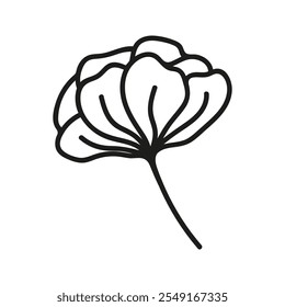 Summer flower doodle. Hand drawn linear illustration.