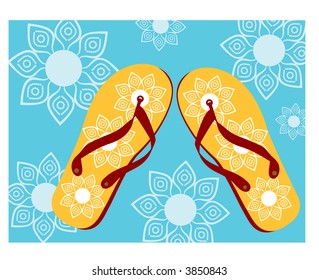 summer flower flipflops vector see series