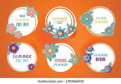 summer flower logo paper craft style.