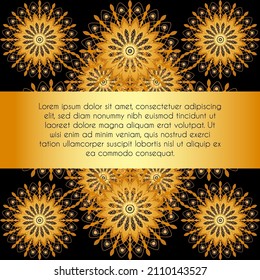 Summer Flower mandala on orange background. Festive illustration with place for text