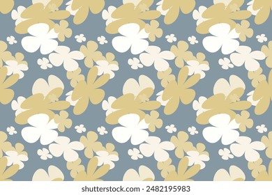Summer Flower Pattern Elements With Simple Pretty, Little Floral Liberty Seamless Texture Background. Spring, Summer Romantic Blossom Flower Garden Seamless Pattern for Your Designs