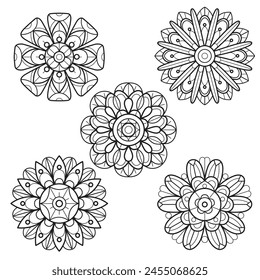 Summer flower pattern hand drawn for adult coloring book