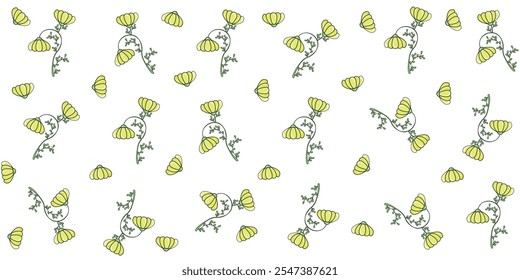 Summer Flower Pattern isolated white background. Seamless pattern with daisy. Floral ornament in trendy minimal flat style. Vector can used fabric textile bed linen print wall decor wallpaper printing