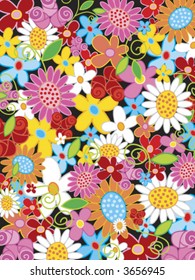 summer flower power (vector) - illustrated object / background