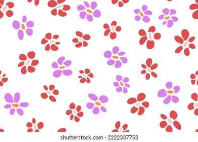 Summer flower seamless pattern vector fabric print design. Rustic floral wallpaper. Tiny flower blossom background illustration. Wildflower abstract ornament. Botanical ditsy backdrop.