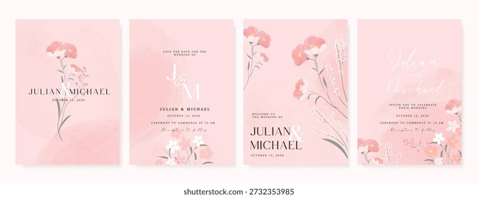 Conjunto invitación Boda flores