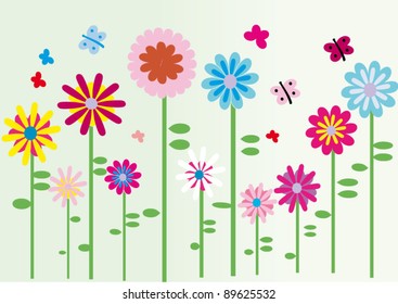 Summer Flowers Stock Vector (Royalty Free) 89625532 | Shutterstock