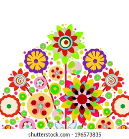 Summer flowers background, made of acrylic, watercolor, handmade, from original canvas art. Grunge paint texture with brush stroke effect. 3d shadows. Vector.