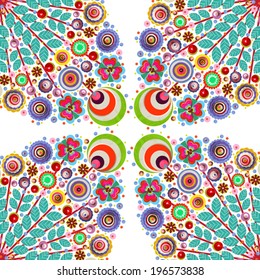 Summer flowers background, made of acrylic, watercolor, handmade, from original canvas art. Grunge paint texture with brush stroke effect. 3d shadows. Vector.