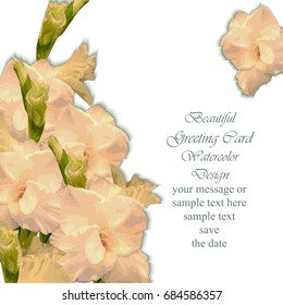 Summer flowers blossom card frame. Spring Season delicate watercolor flowers Wedding Invitation. Place for text. Vector illustration