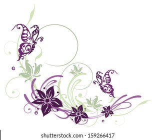 Summer Flowers Butterflies Floral Element Stock Vector (Royalty Free ...