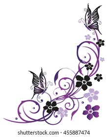 Summer Flowers Butterflies Pink Purple Vector Stock Vector (Royalty ...