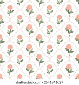 Summer flowers dahlia damask Seamless Pattern. romantic background for textile, fabric, wrap texture