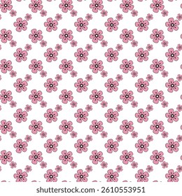 Summer Flowers At Dawn Seamless Vector Pattern Design 