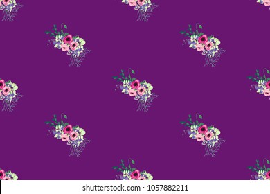 Summer flowers. Floral diagonal seamless background for textile or book covers, manufacturing, wallpapers, print, gift wrap and scrapbooking. Trendy colors millefleurs. Seamless delicate pattern.