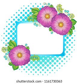 Summer flowers frame. Vector isolated elements. Vector image for print on clothes, textiles, posters, invitations, cards.