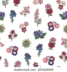 summer flowers garden vector seamless pattern