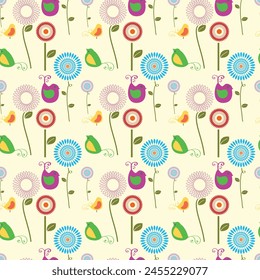 Diseño De Patrón De Vector Sin Costura De Flores Y Hierbas De Verano