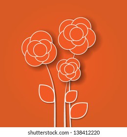 Summer flowers on orange background