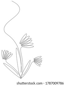 Flores de verano dibujando una línea. Ilustración del vector