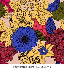 Diseño de patrones de flores de verano.