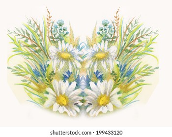 Summer flowers pattern vector