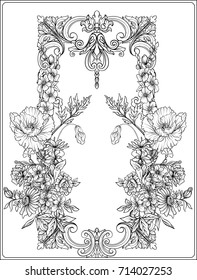 Summer flowers: poppy, daffodil, anemone, violet, botanical 