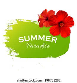Summer Flowers Poster, With Gradient Mesh, Vector Illustration