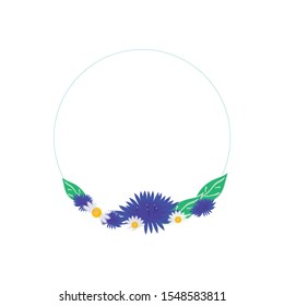 summer flowers round frame. vector summer wreath for greeting cards. decoration element
